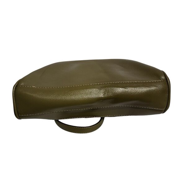 Women’s Ann Klein Olive Green Purse. Gold Hardware. Blue Lining. 10”x10”x4” - Picture 12 of 12